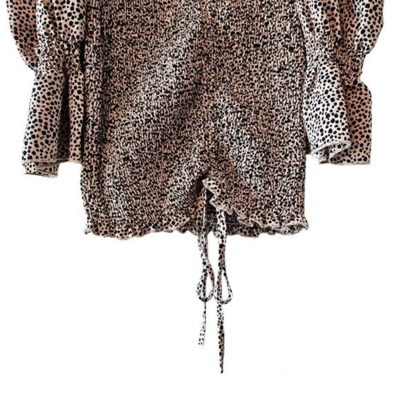O. Vianca Animal Print Ruched Long Sleeve Mini Dress Size Small. - Picture 11 of 15